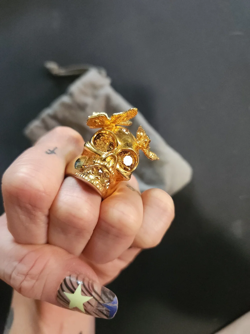 Alexander McQueen Skull & Butterfly Ring
